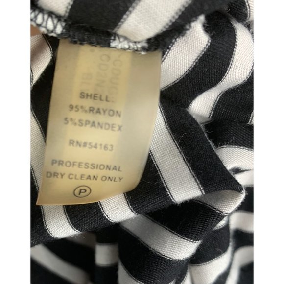 Calvin Klein Blue Asymmetrical Sleeves-neck Navy-white Striped Knit Dress Size 8 - Picture 10 of 10